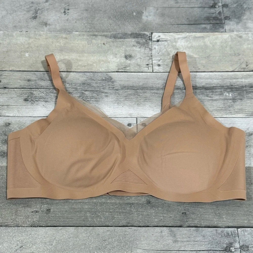HONEYLOVE CROSSOVER WIRELESS BRA - SAND - SIZE - LARGE